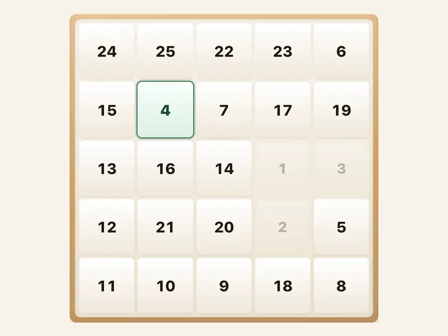Timed Schulte table training grid